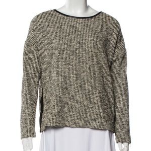 Designer Yigal Azrouel leather trimmed sweater, L